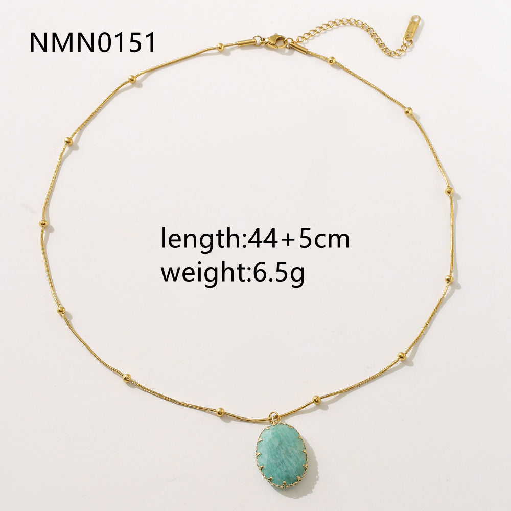 18K Gold Stainless Steel Turquoise Necklace
