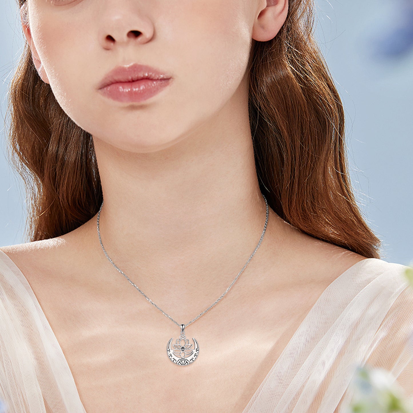 lotus flower/om symbol yoga necklace sterling silver sanskrit symbol balancing jewelry