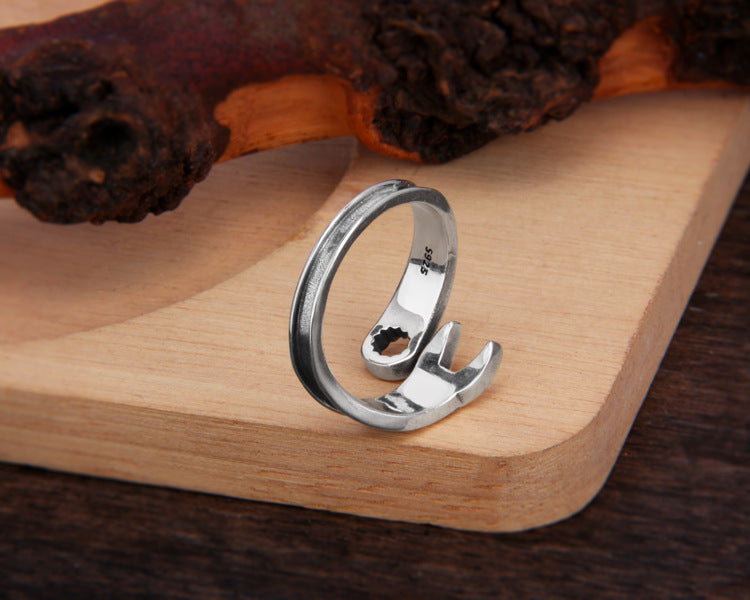 Men's Retro Hipster S925 Sterling Silver Wrench Ring