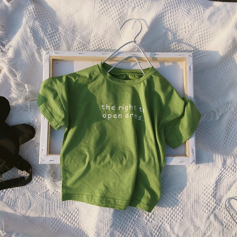 Boys and girls foreign solid color wild basic T-shirt