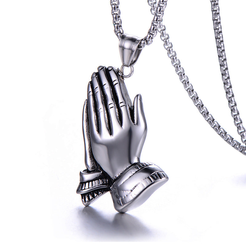 Men's Double-handed Titanium Steel Necklace Personalized Stainless Steel
