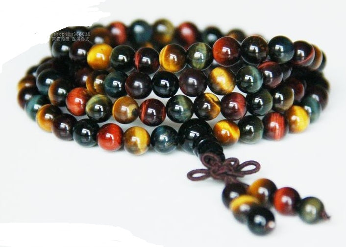 Natural Crystal Red Yellow Blue Tigereye 108 Beads Bracelet Bracelets Jewelry Male And Female Lovers