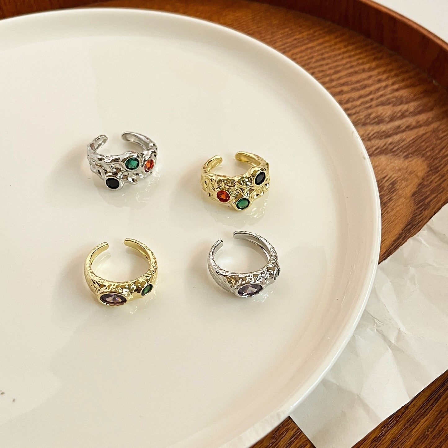 French Baroque Retro Affordable Luxury Texture Color Ring