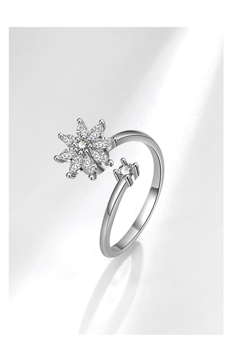 S925 Silver Snowflake Spinning Ring