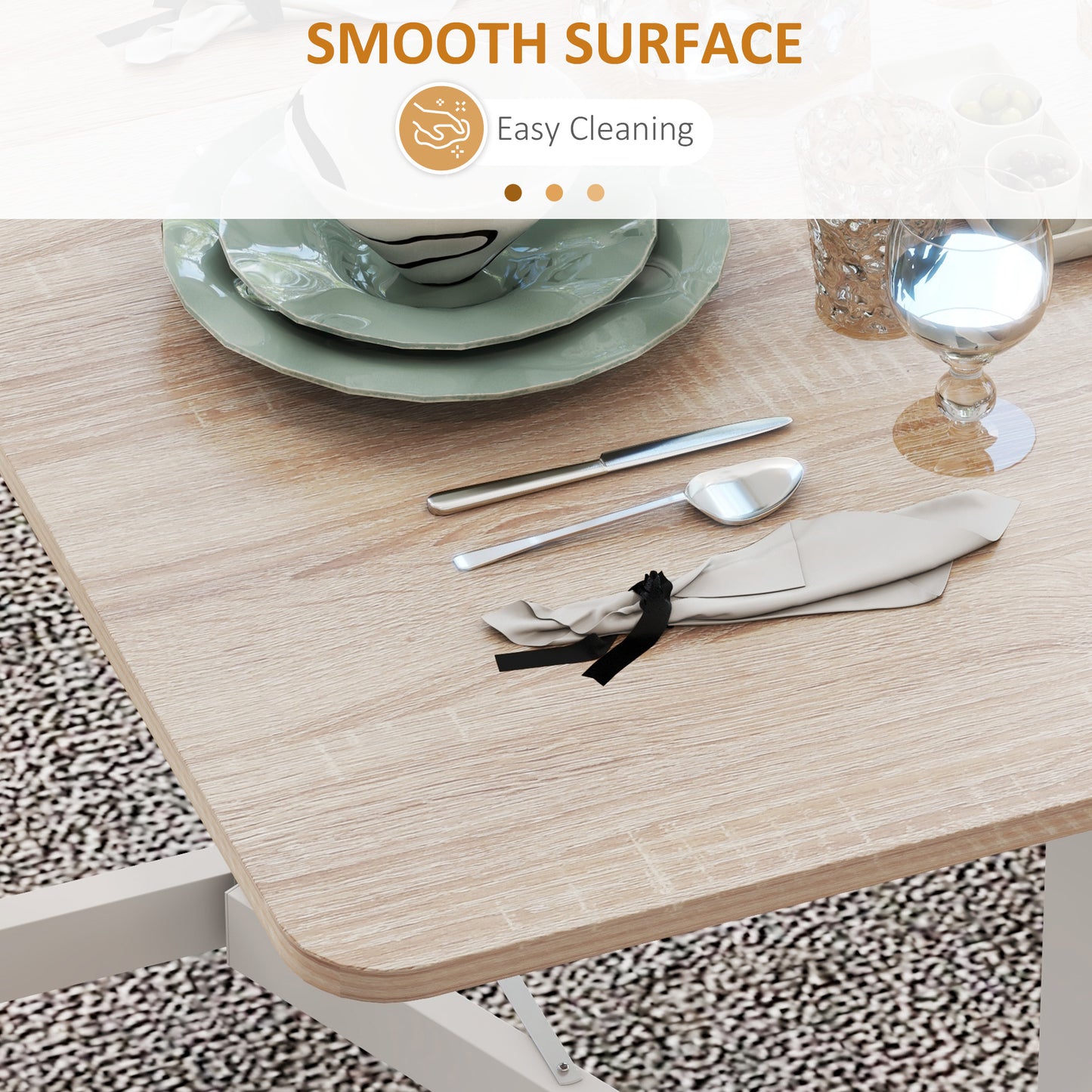 Drop Leaf Table with 6 Wheels Folding Dining Table, Oak