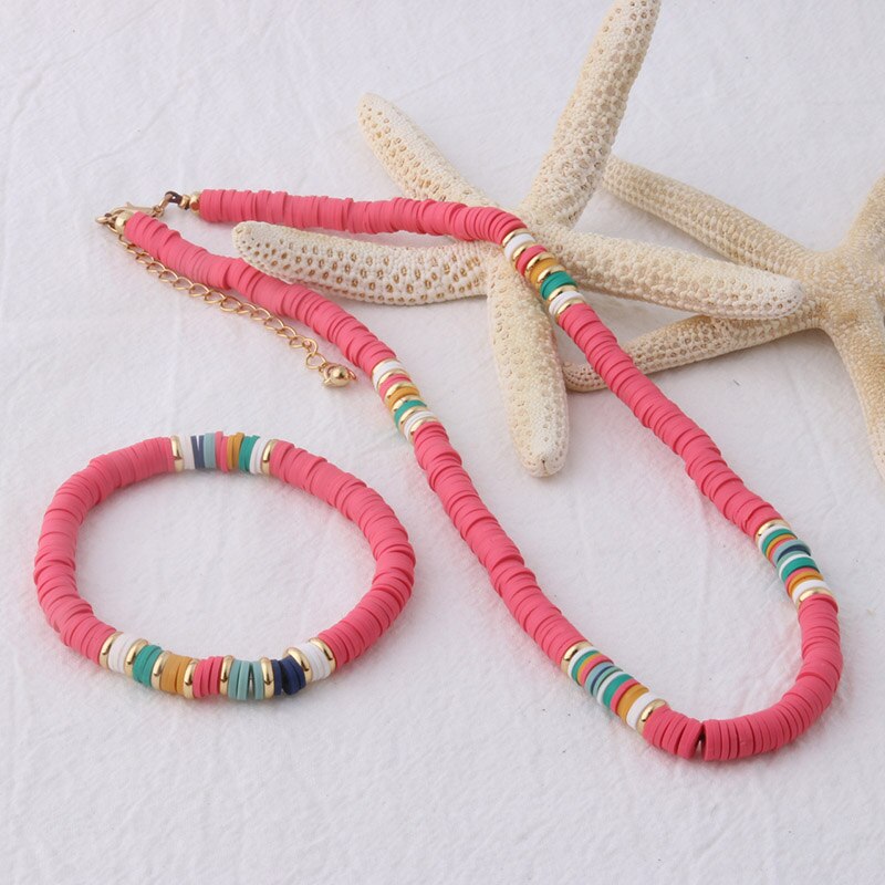 NeeFu WoFu bead Bracelet Bohemian Soft pottery Bracelets For Women Nationality stainless steel Bracelet Beach Colorful Jewelry