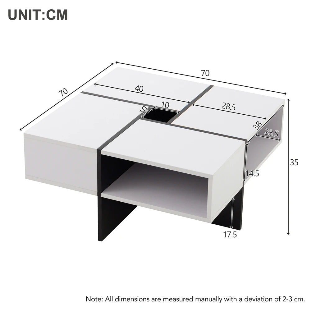 Coffee Table With 4 Drawers/5 Open Storage Space Livingroom Tables Multifunctional Modern Square Centre Tea Table