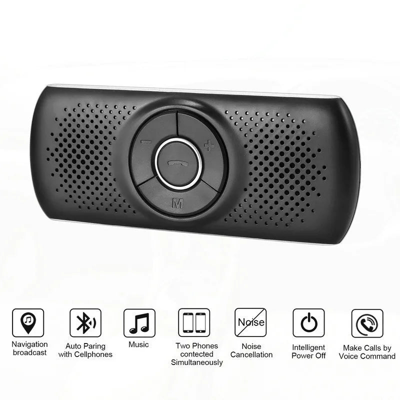 Car Kit Handsfree Speakerphone Multipoint Sun Visor Speaker for Phone Smartphones Car Charger Hands Free Bluetooth-compatible