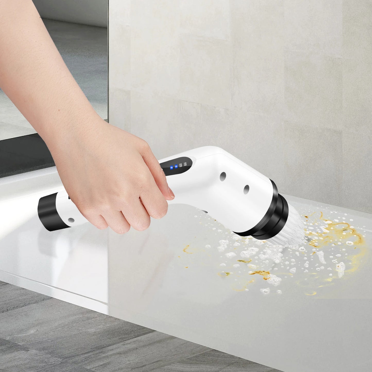 DayPlus Cordless Electric Brush Multi-functional Automatic Hand-held Electric Cleaning Brush Bathroom Toilet Floor Toilet 3 Head