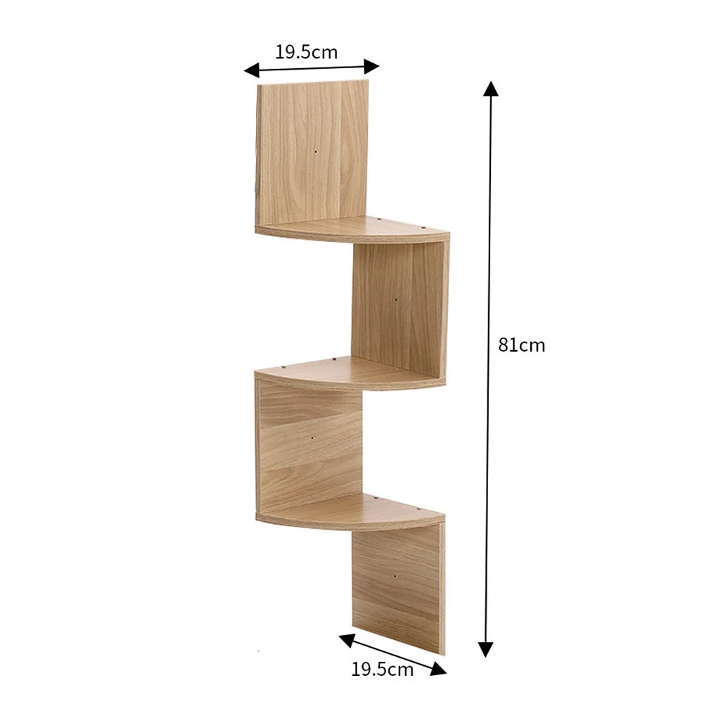 Livingandhome Tiered Wooden Floating Corner Shelf for Living Room Bedroom