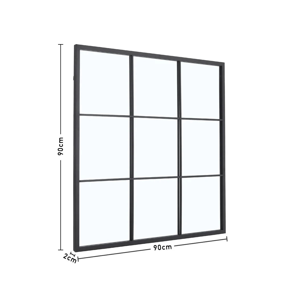 Black Window Mirror Wall Accent Metal Framed Mirror