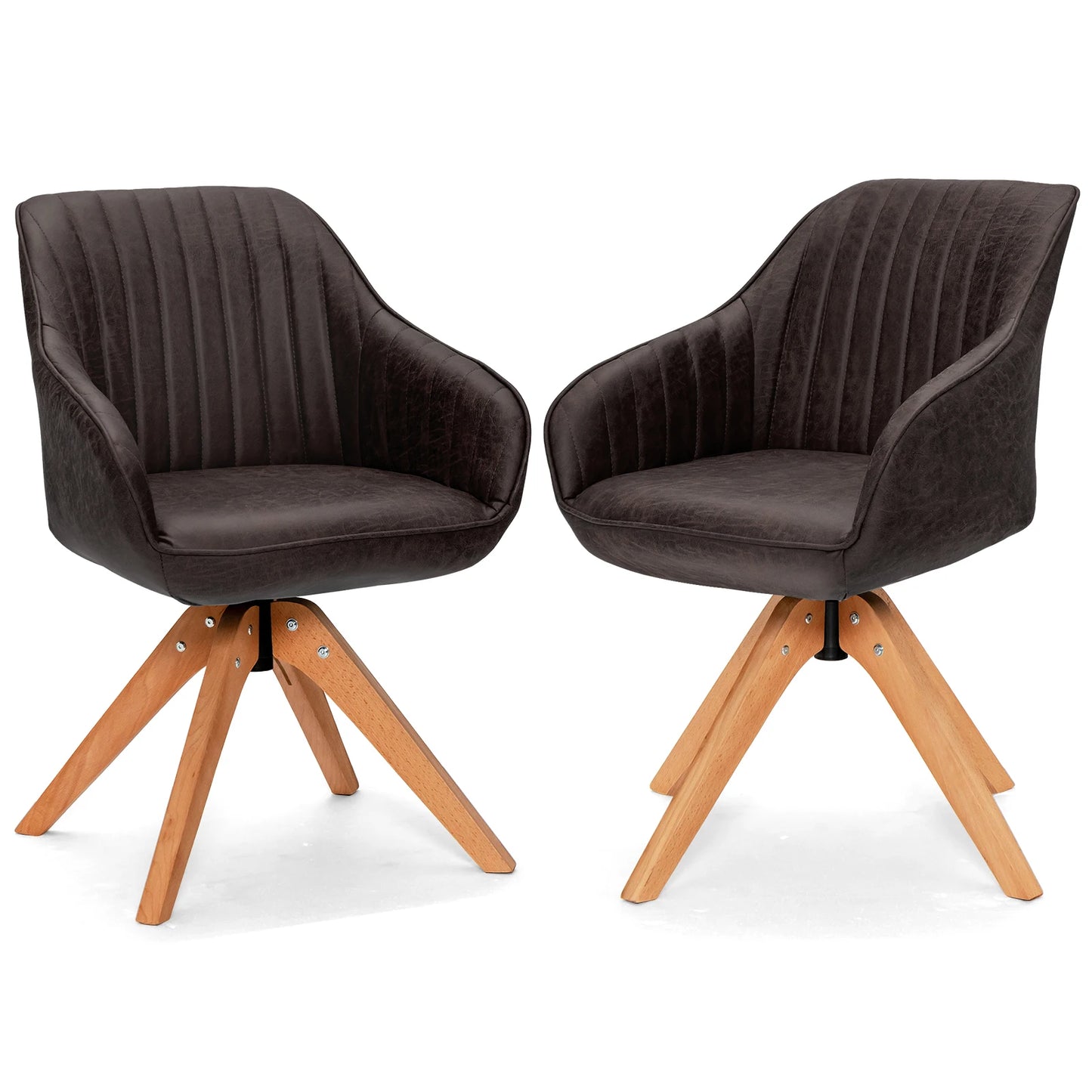 GOFLAME Swivel Accent Chair Set of 2 Ergonomic Armchairs Writing Desk Chairs Blue/Brown/Grey