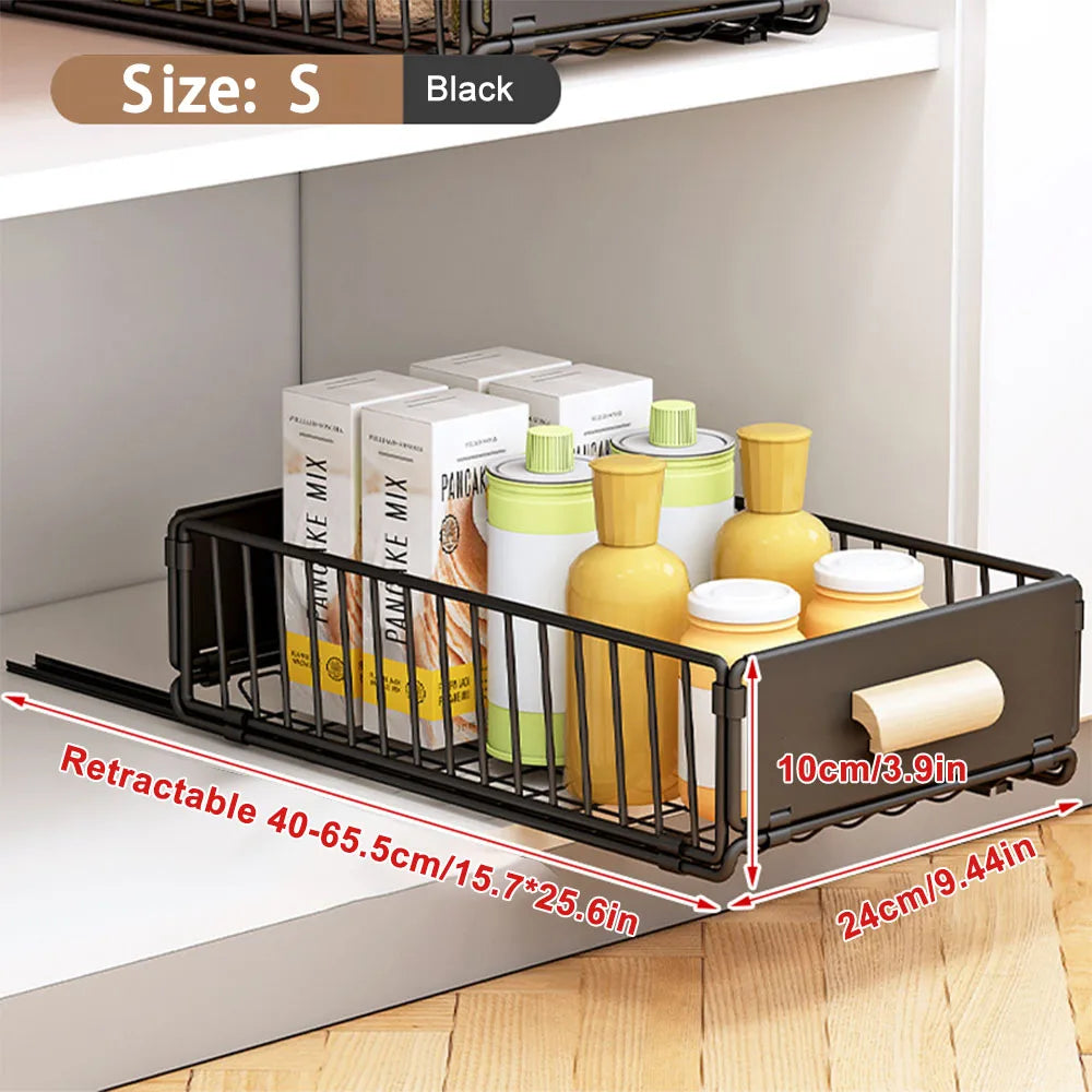 Pull Out Cabinet Organizer With Handle Sliding Cabinet Shelf Kitchen Seasoning Bottle Spice Storage Rack Kitchen Organizer