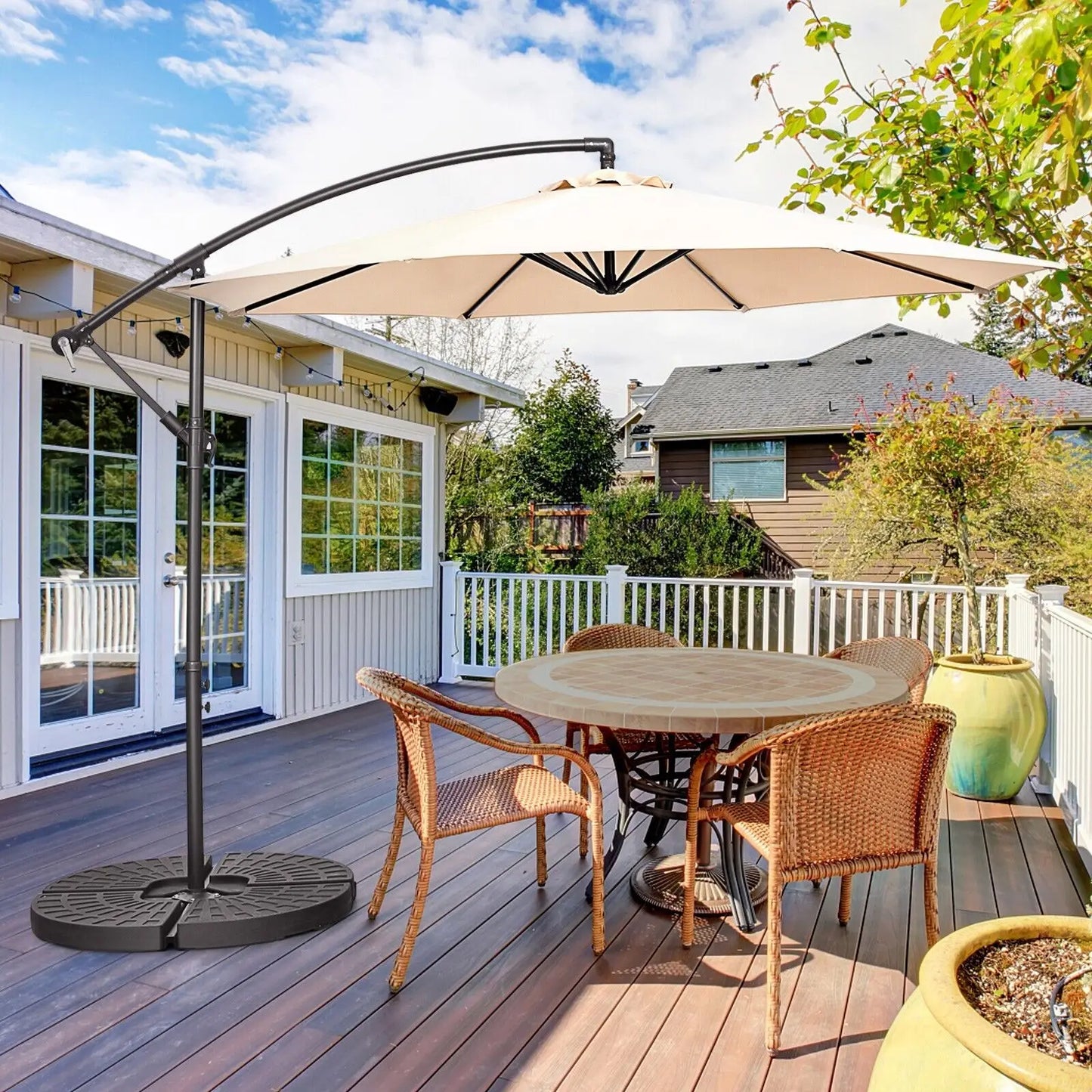 GOFLAME 10FT Patio Offset Umbrella Cantilever Umbrella Sun Protection Umbrella