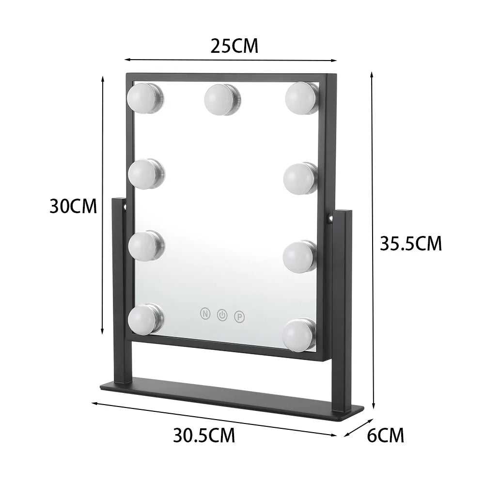 Hollywood Vanity Mirror with 9 LED Bulbs, 3 Color Lighting Modes