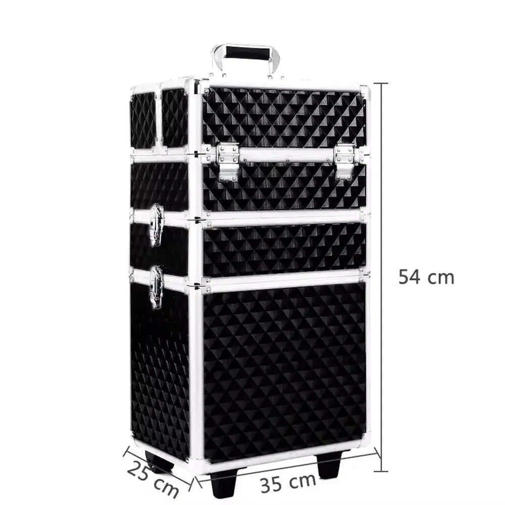 3in1 Diamond Pattern Cosmetic Makeup Train Case