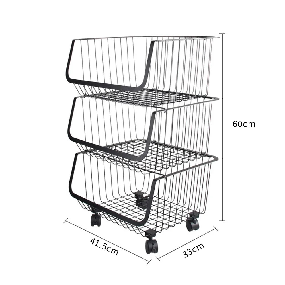 3 Tier Iron Wire Fruit Vegetable Basket Storage Unit