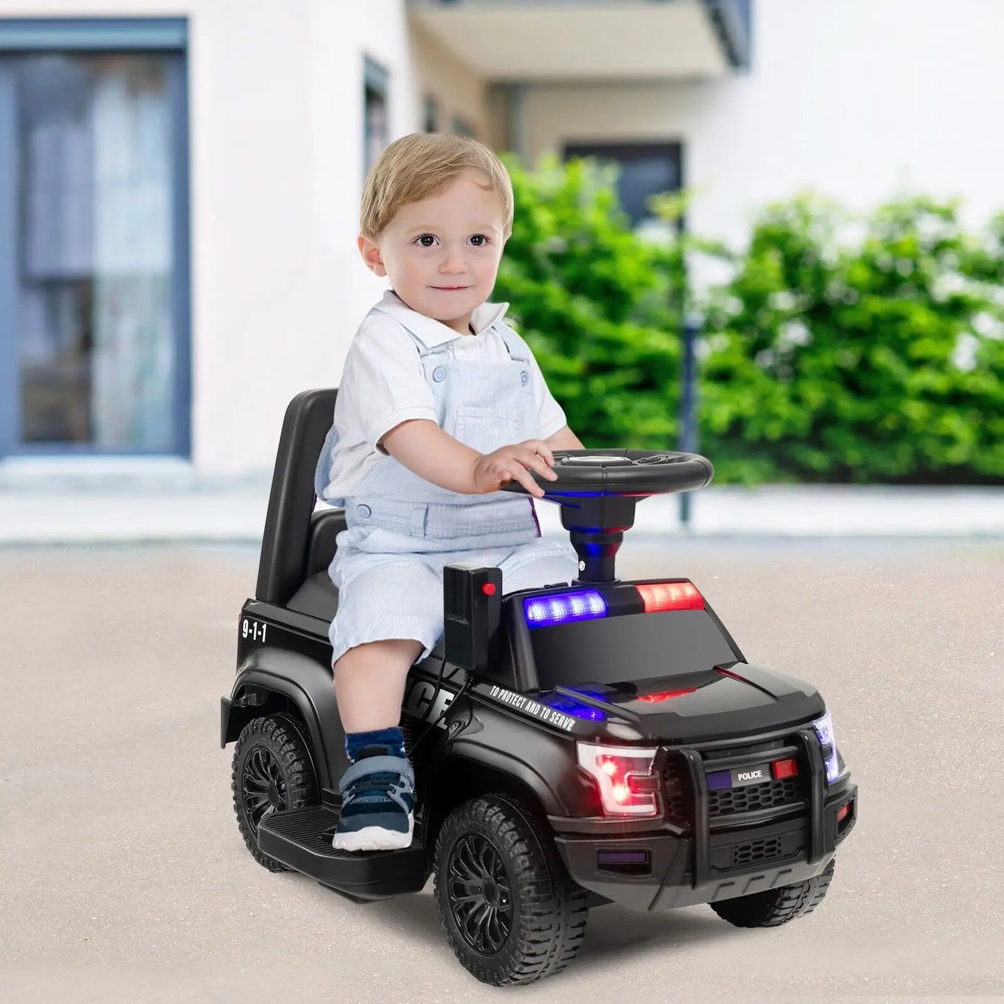 DORTALA 6V Battery Kids Ride On Police Car Electric Todders Toy Police Car w/ Megaphone