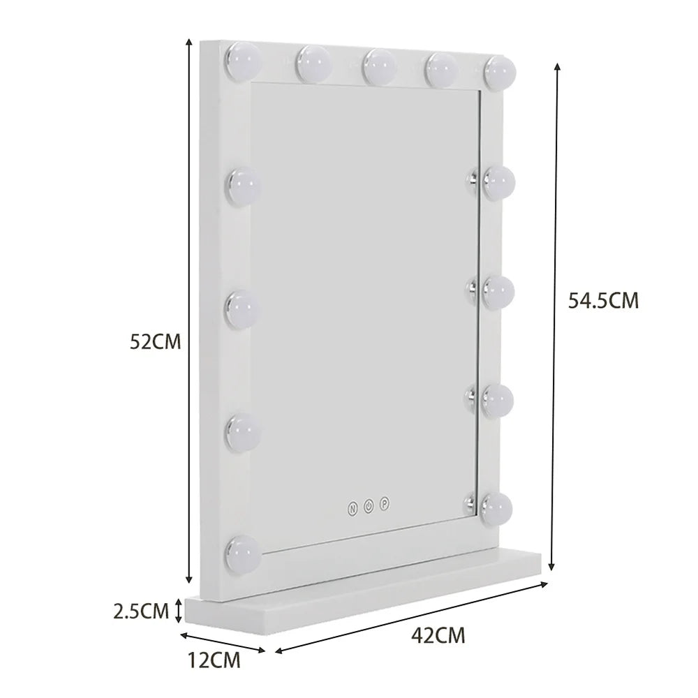Dimmable LED Light Makeup Mirror for Bedroom, 42x52CM