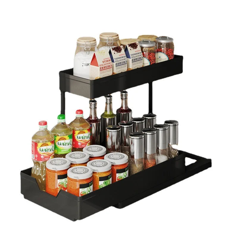 Kitchen Organizer 2 Tier Under Sink Storage Pull Out Drawer Cabinet Basket Rack Spice Shelf