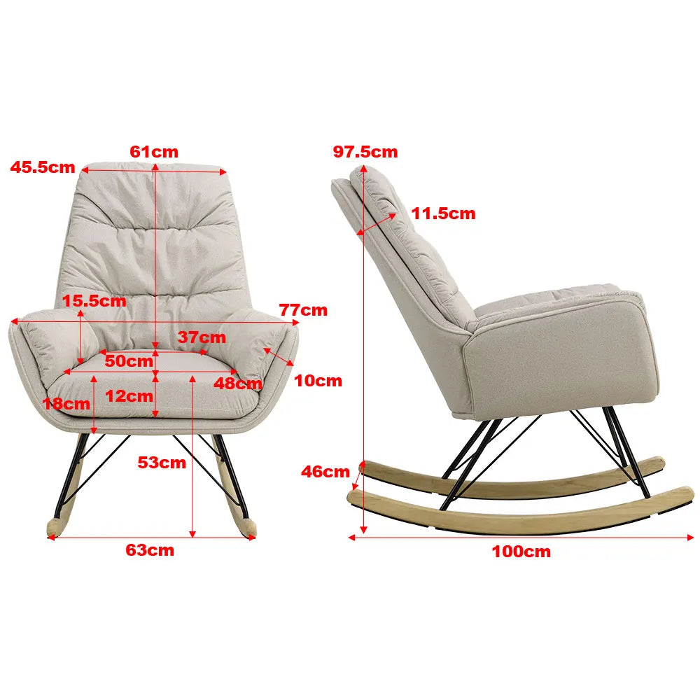 White Luxury Wooden Rocking Chair Leisure Chair