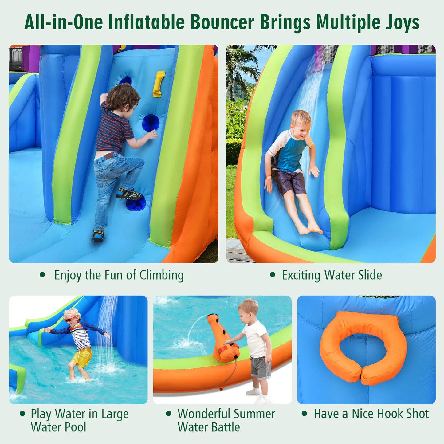 DORTALA Inflatable Kids Bouncy Castle Outdoor Double Water Slide Bouncer Activity Center