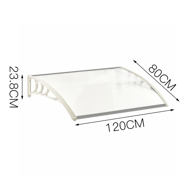Door Canopy Awning Window Rain Snow Shelter Curved Sheet, White 120CM