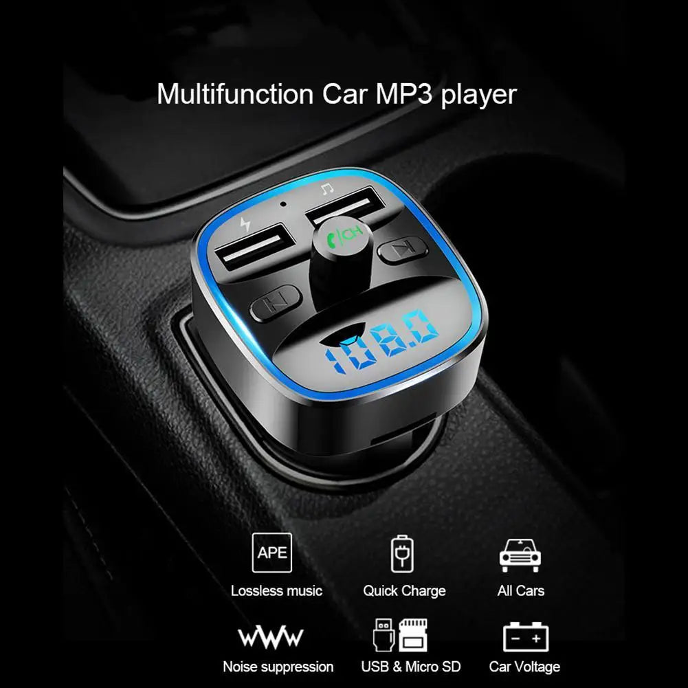 Car Bluetooth 5.0 FM Transmitter MP3 Player Fast Charging Dual USB Charger