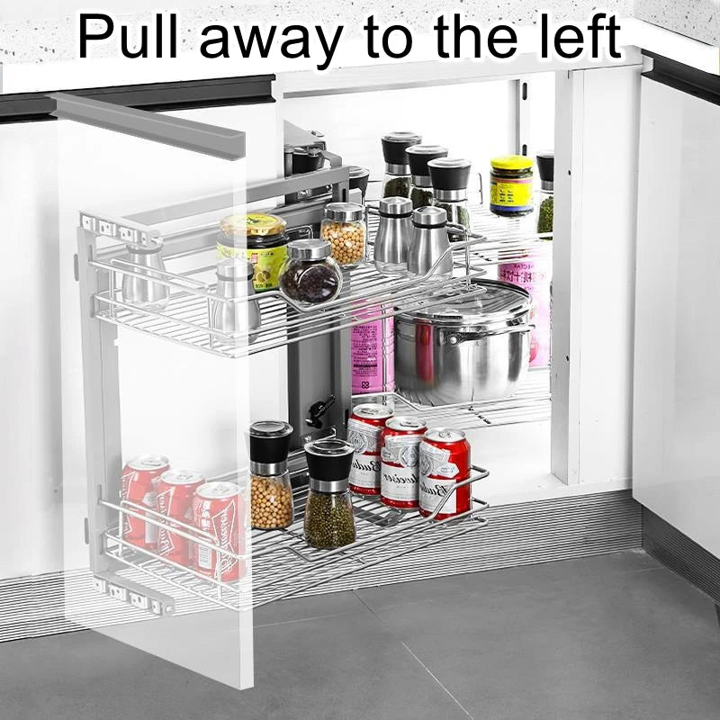 Pull Blue Shelf Cabinet Corner Stainless Steel Kitchen Cabinet Left and Right Open Door Small Monster Corner Pull Basket