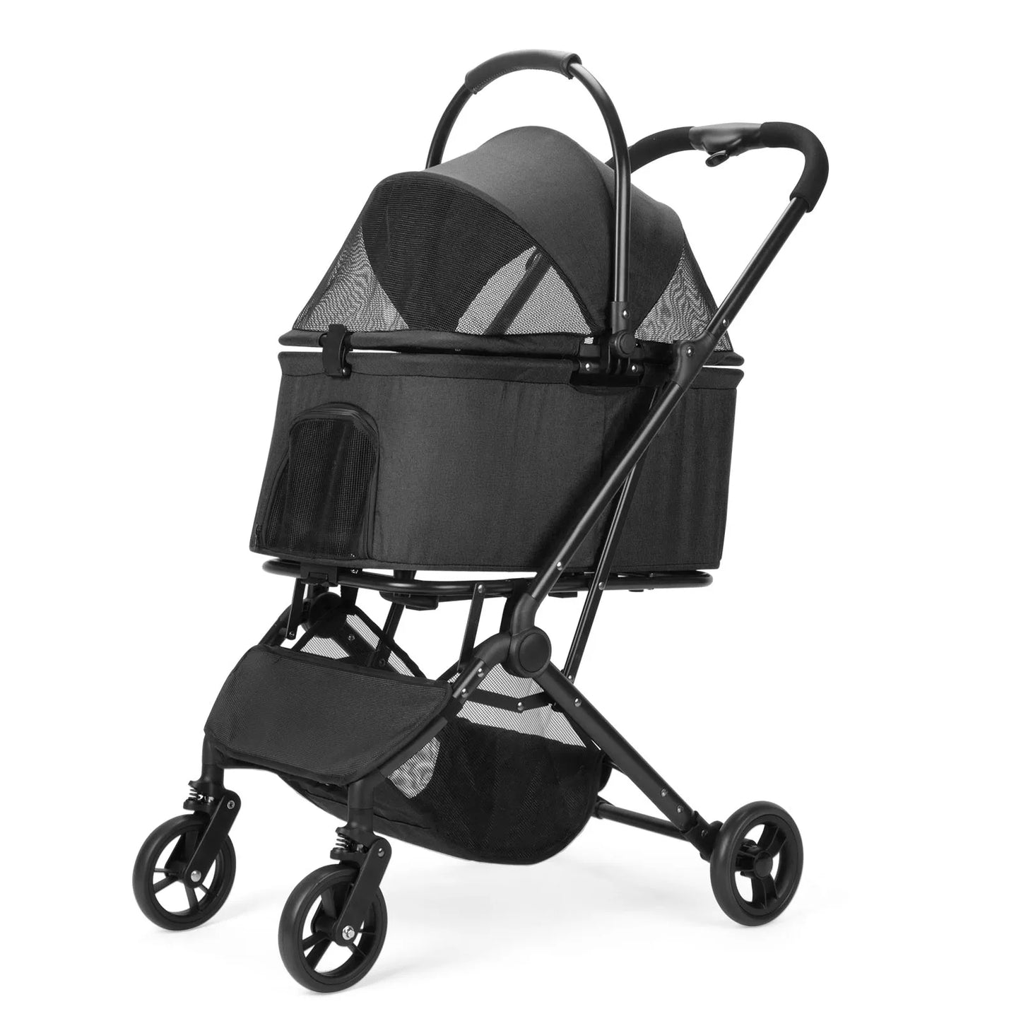Wedyvko Portable Cart for Dogs One-Click Folding Clip-Type Stroller with Basket Pet Carriers & Travel Product