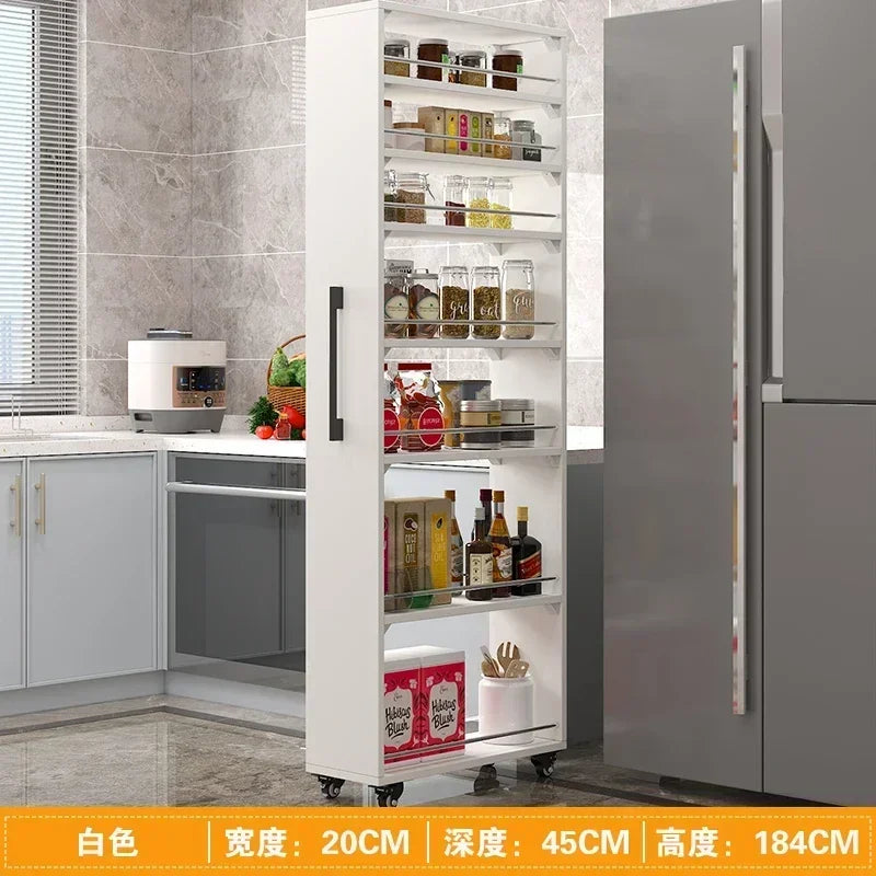 Crack storage rack, kitchen, refrigerator, gap shelf, narrow side cabinet, side pull large capacity and movable