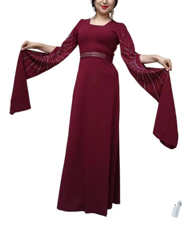 Muslim Party Dress for Women Jalabiya Abaya Ramadan Long Sleeve Dresses Abayas WomanKimono Robe Moroccan Caftan Vestidos 2023