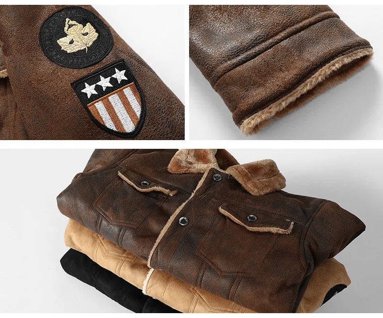 Winter Leather Bomber Jacket