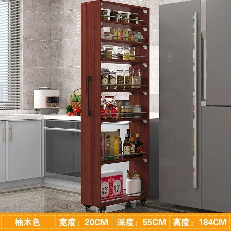 Crack storage rack, kitchen, refrigerator, gap shelf, narrow side cabinet, side pull large capacity and movable