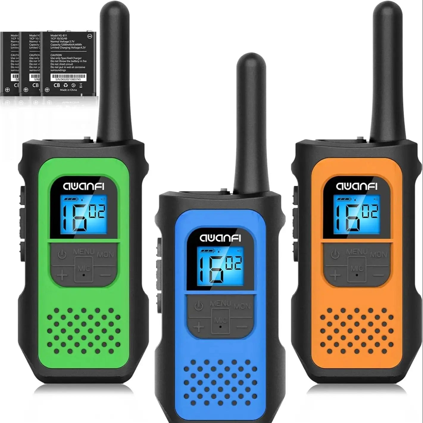 AWANFI Walkie Talkies 3 Pack Rechargeable with 1200mAh