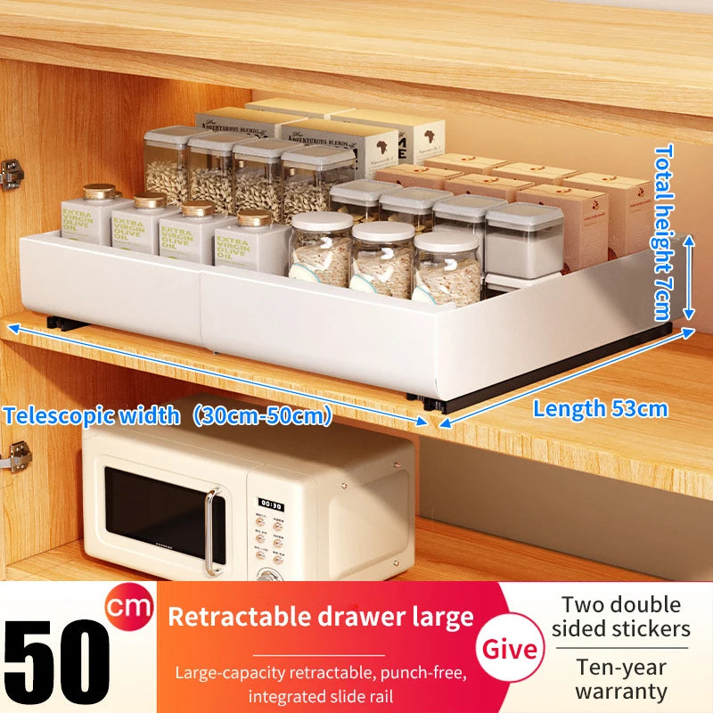 Pull Out Cabinet Organizer Extendable Slide Out Drawer Storage Shelves Rack Kitchen Retractable Pull-out Drawer Basket Shelf