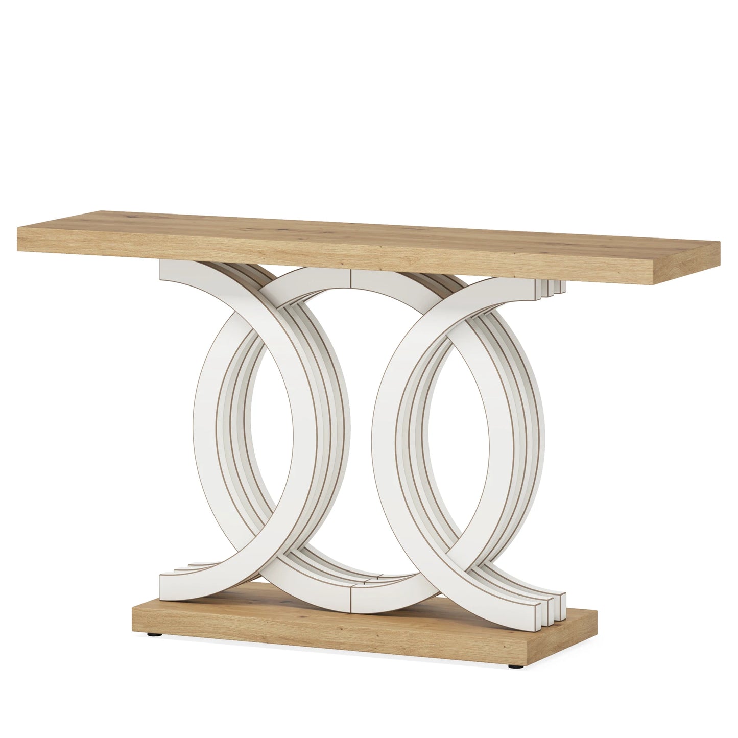 Entrance furniture modern antique rustic brown retro wood farmhouse entry hallway table console 140cm with Geometric Base