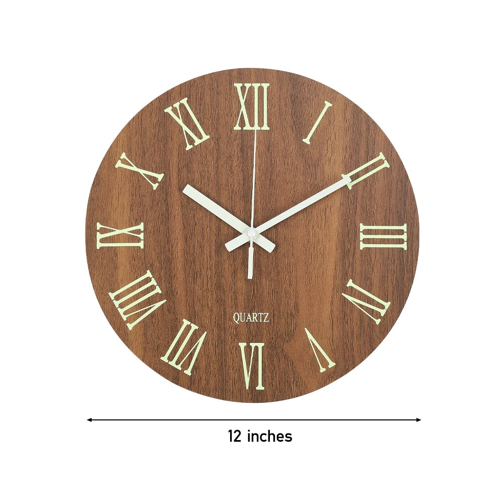 Livingandhome Modern Luminous Wood Silent Wall Clock