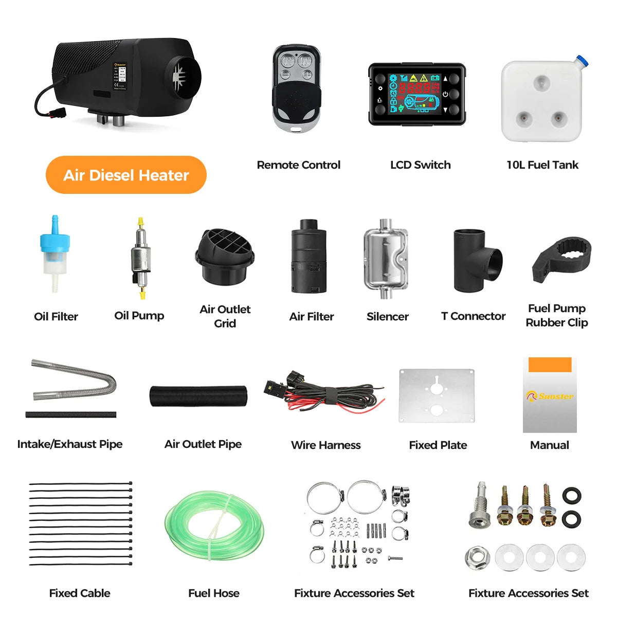 Diesel Air Heater 8KW 12V 24V Car Heater with Remote Control and LCD Thermostat Monitor for Cars Trucks RVs Boats Buses