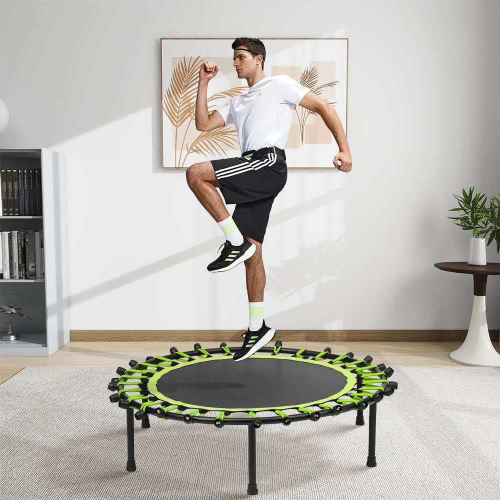 40 Inch Black Green Round Garden Trampoline Fitness Trampoline for Kids and Adults