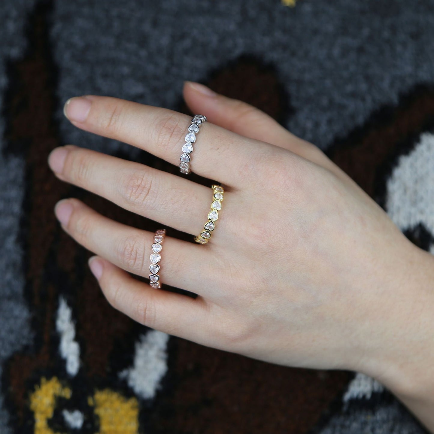 Women's Heart-shaped Zircon Alloy Ring