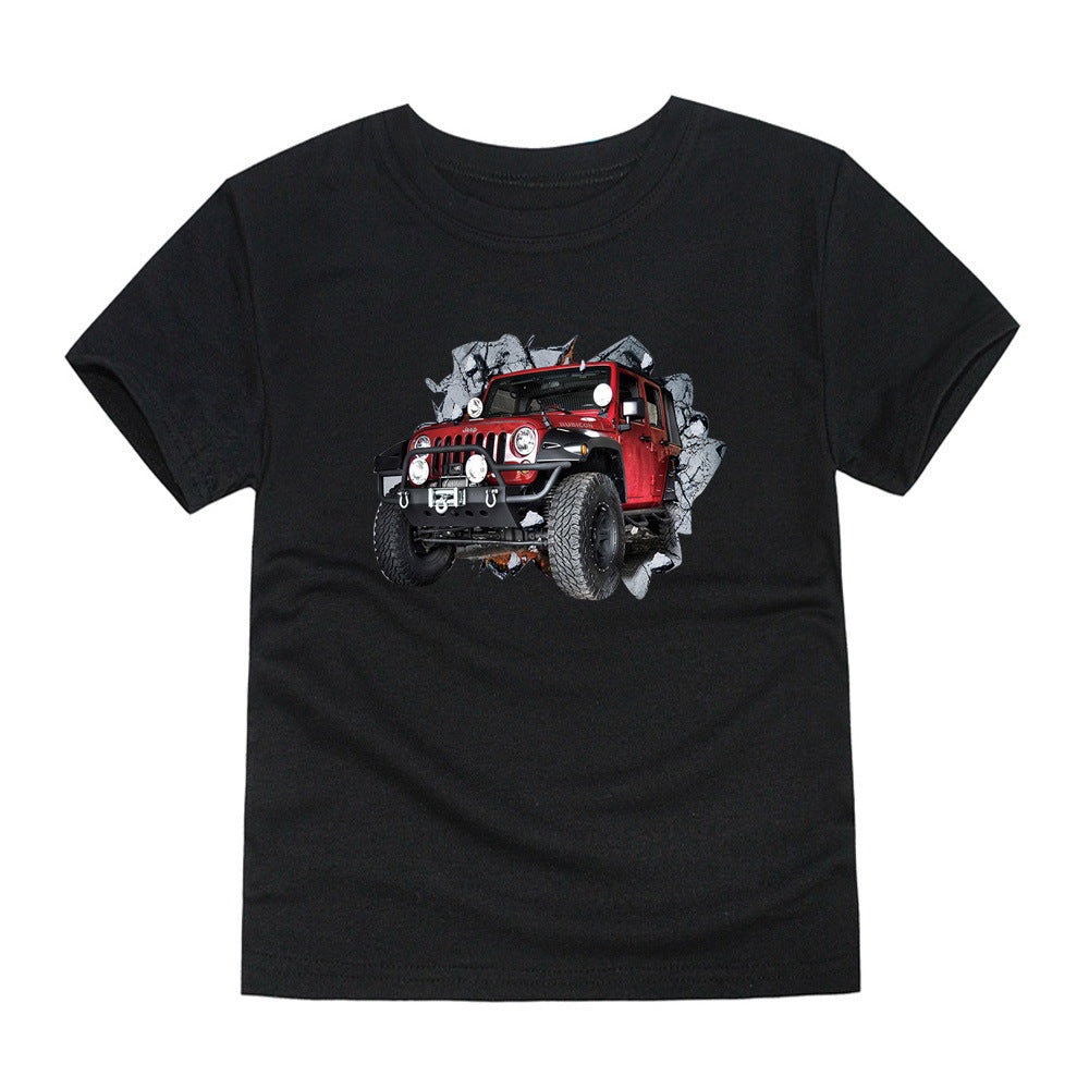 Children's Short-sleeved Cotton Heat Transfer T-shirt For Boys And Girls