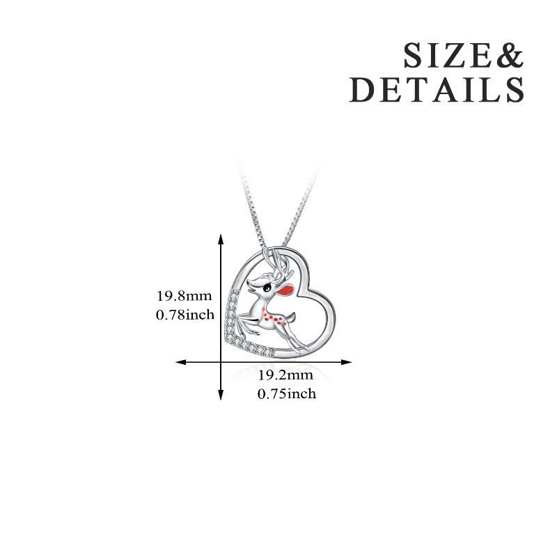 Sterling Silver Sika Deer Heart Zircon Necklace