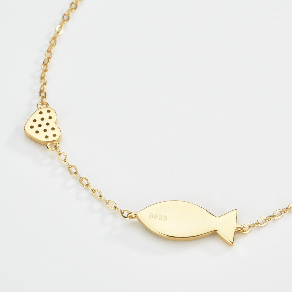 Women's Blue Small Fish Heart-shaped Bracelet