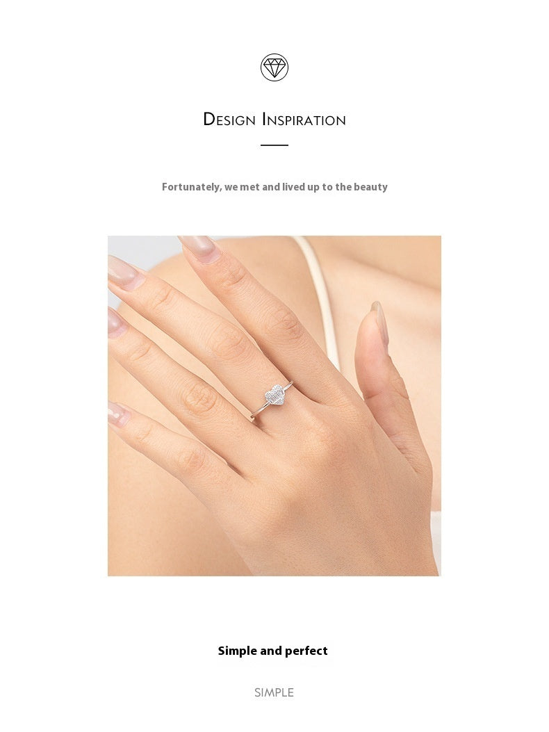 Women's S925 Sterling Silver Light Extravagant Love Heart Ring