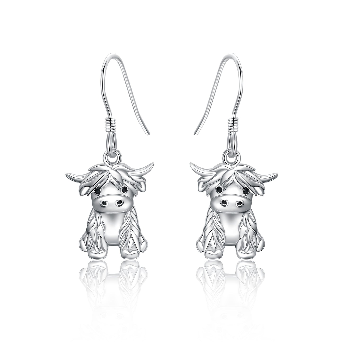 925 Sterling Silver Highland Cow Necklace Cow Earrings Cow Jewelry