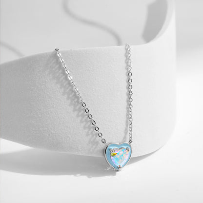 Sterling Silver Epoxy Heart-shaped Gradient Necklace