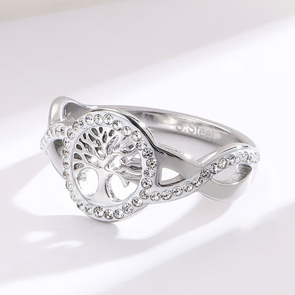 Lucky Tree Stainless Steel Hollow Color Retention Fashion European And American Style Popular Ring