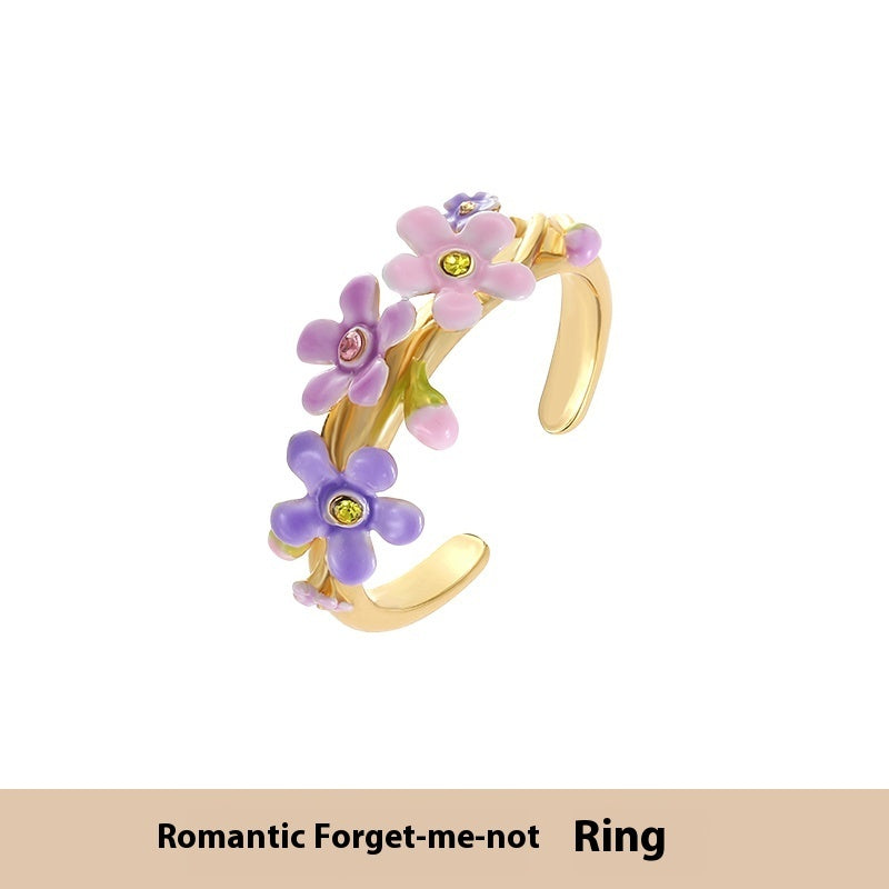 Women's Adjustable Myosotis Sylvatica Small Flower Ring