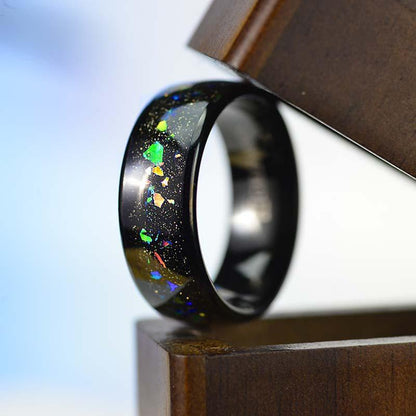 Tungsten Steel Full Photoelectric Black Ring With Colorful